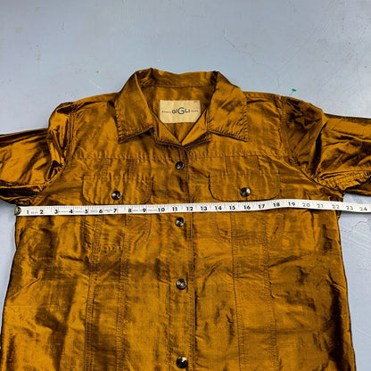 Romeo Gigli Yellow Gold Silk Button Jacket Shirt Blouse VTG Size 42 Italy RARE