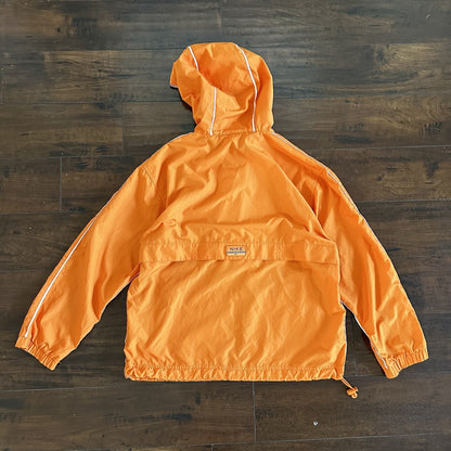 Vintage Nike Womens S 90s Windbreaker Center Swoosh Orange Anorak Coat Jacket