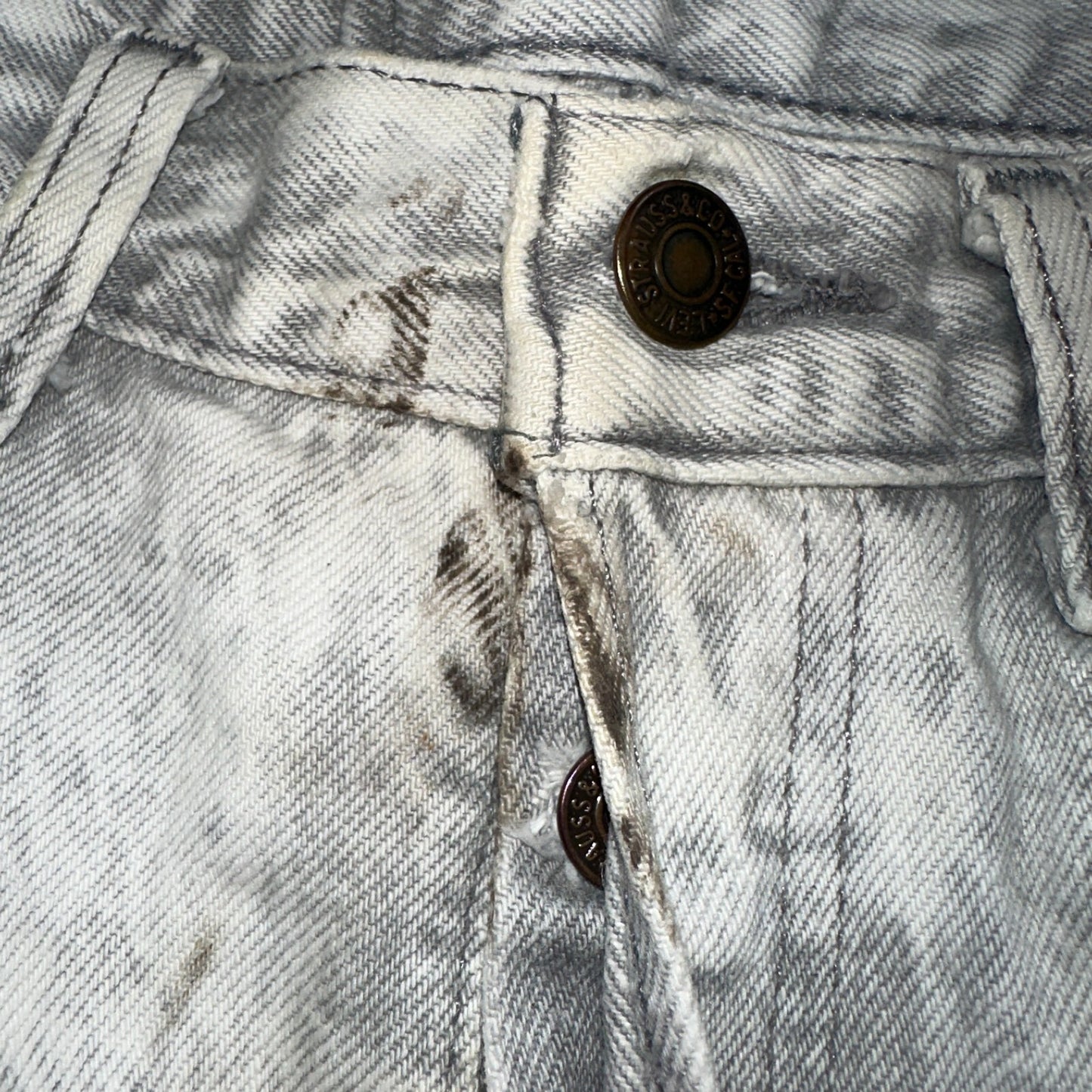 Levis 501 Vintage 80s USA XX Straight Leg Jeans Gray Acid Wash 29x36 Act 28x34