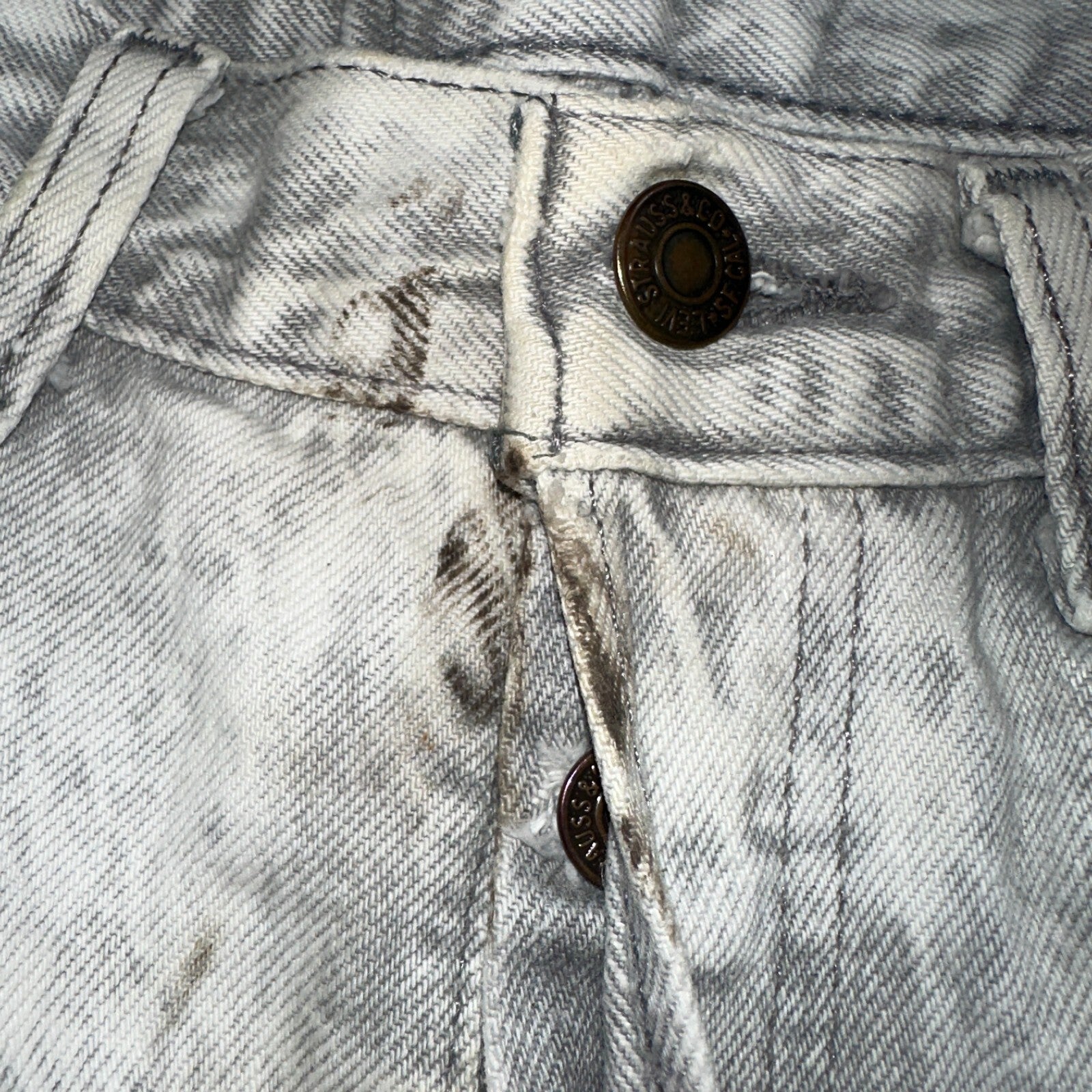 Levis 501 Vintage 80s USA XX Straight Leg Jeans Gray Acid Wash 29x36 Act 28x34