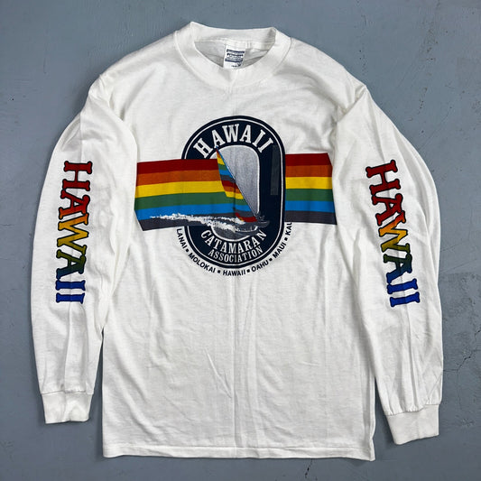 Hawaii 1980s Rainbow VTG T Shirt Catamarn Hawaiian 80s Sailing Ocean Surf M
