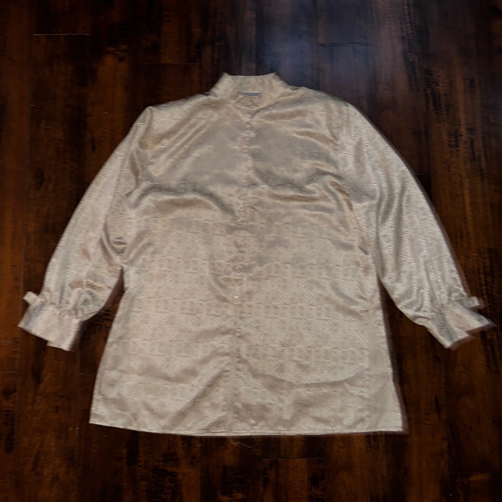 Vintage Christie & Jill Brown Print Button Down Shirt Top Blouse Women Size XL