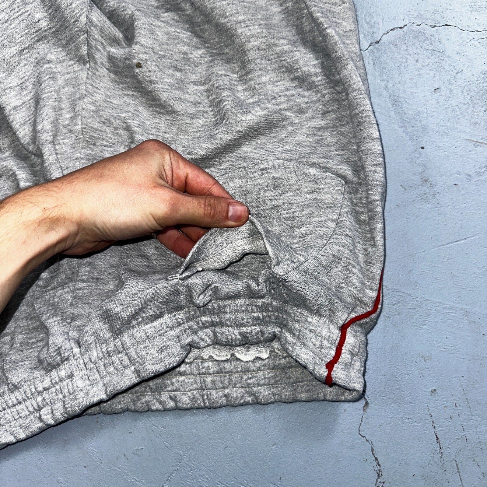 Nike Vintage 80s Sweatpants Large Gray Red Trim Blue Tag 1980s Cotton Jogger