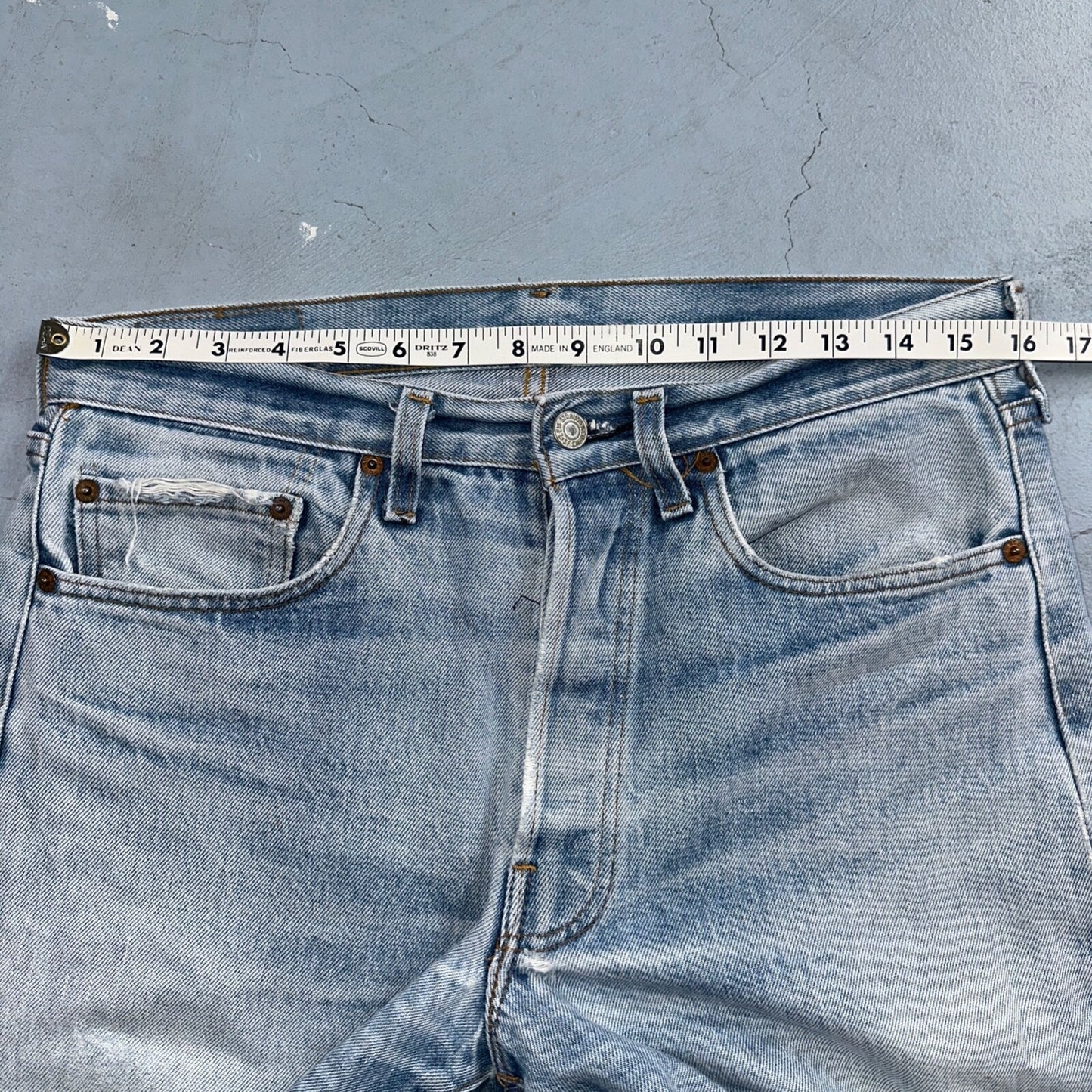 Levis 501 Vintage 80s Redline Selvedge USA XX Jeans Light Wash 524 Act 32x27