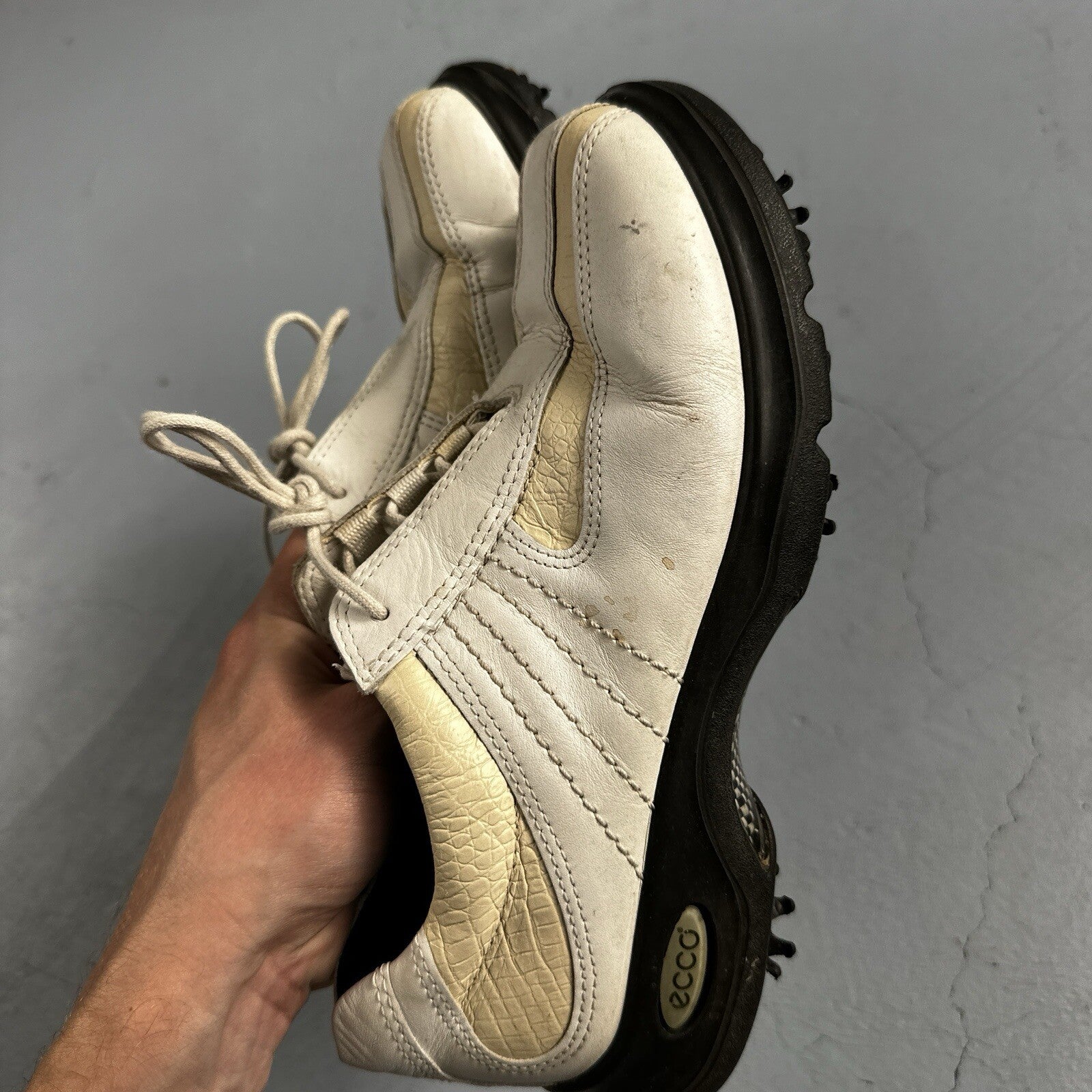 Ecco Shoes Womens 37 Soft Cleat Golf Sneakers Lace Up White Leather Comfort