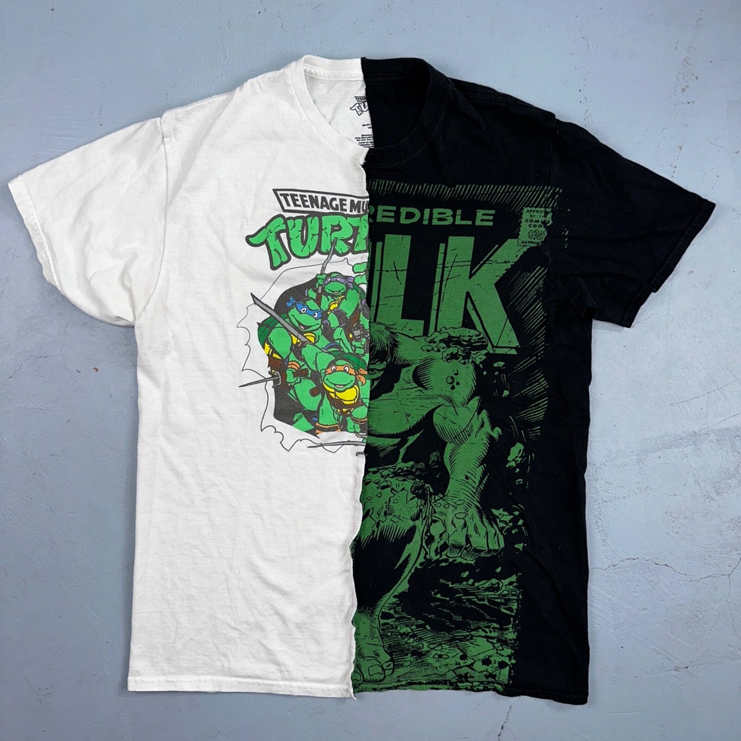 Ninja Turtle Hulk Super Hero Split Cut Sewn VTG Style T Shirt Y2K Custom Unique