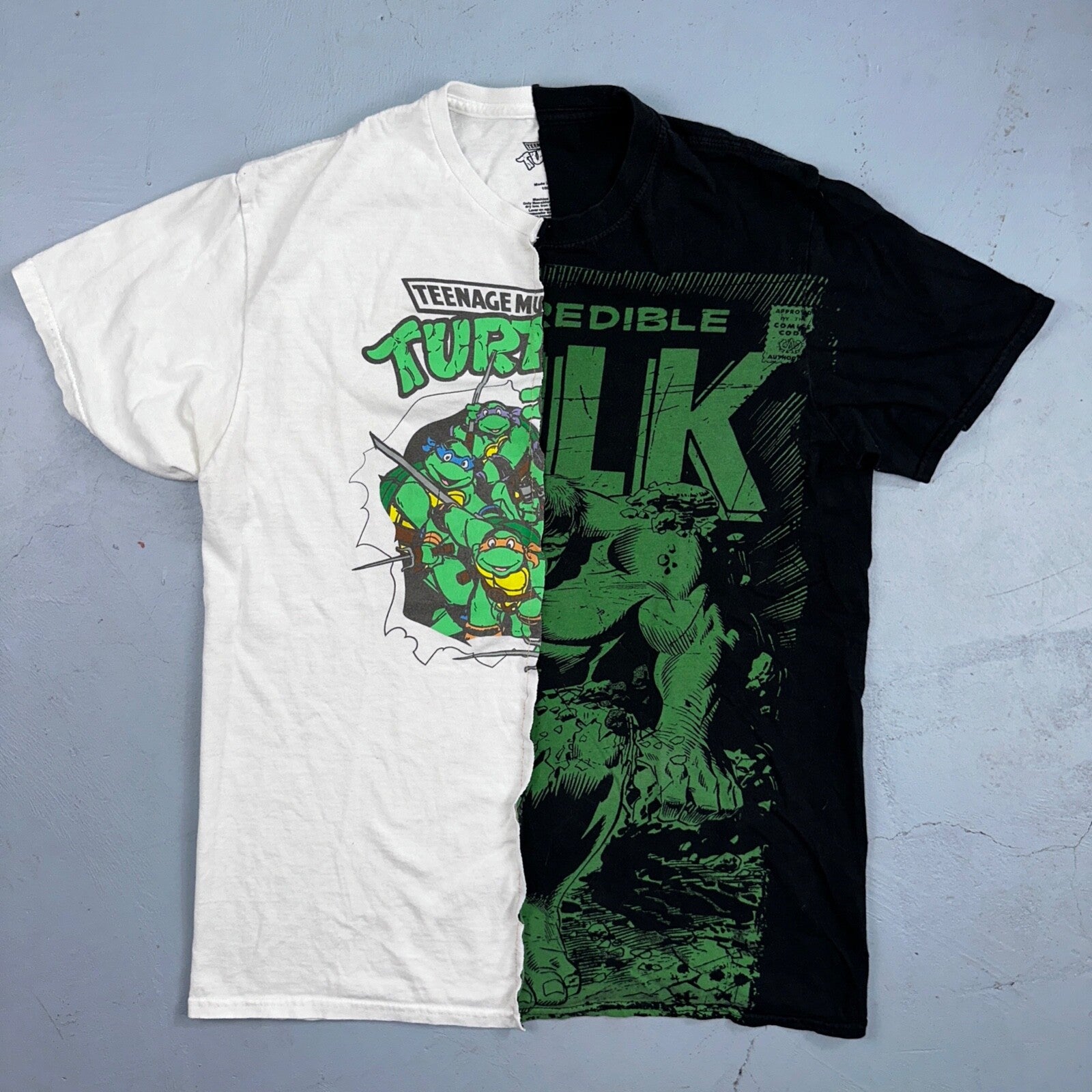 Ninja Turtle Hulk Super Hero Split Cut Sewn VTG Style T Shirt Y2K Custom Unique