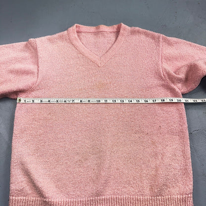 Vintage Pink Knit Sweater Cardigan Womens 70s 80s Basic Cozy Essential Winter