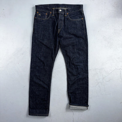 Double RL RRL Men’s Blue Denim Selvedge Jeans Slim Redline USA 31x32 Dark!