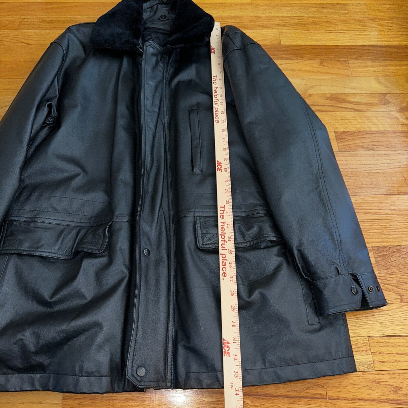 Michael Lawrence 100% Leather Jacket Coat-Quilted -Black-Very Soft-Men's XL VTG