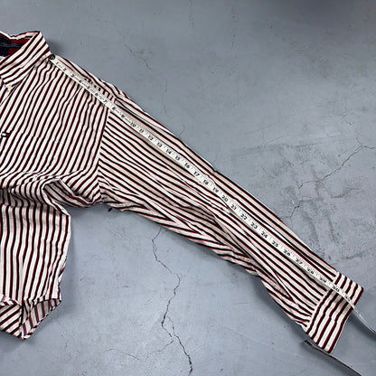 Tommy Hilfiger Vintage Mens XL Red Blue Striped Long Sleeve Button Down Shirt