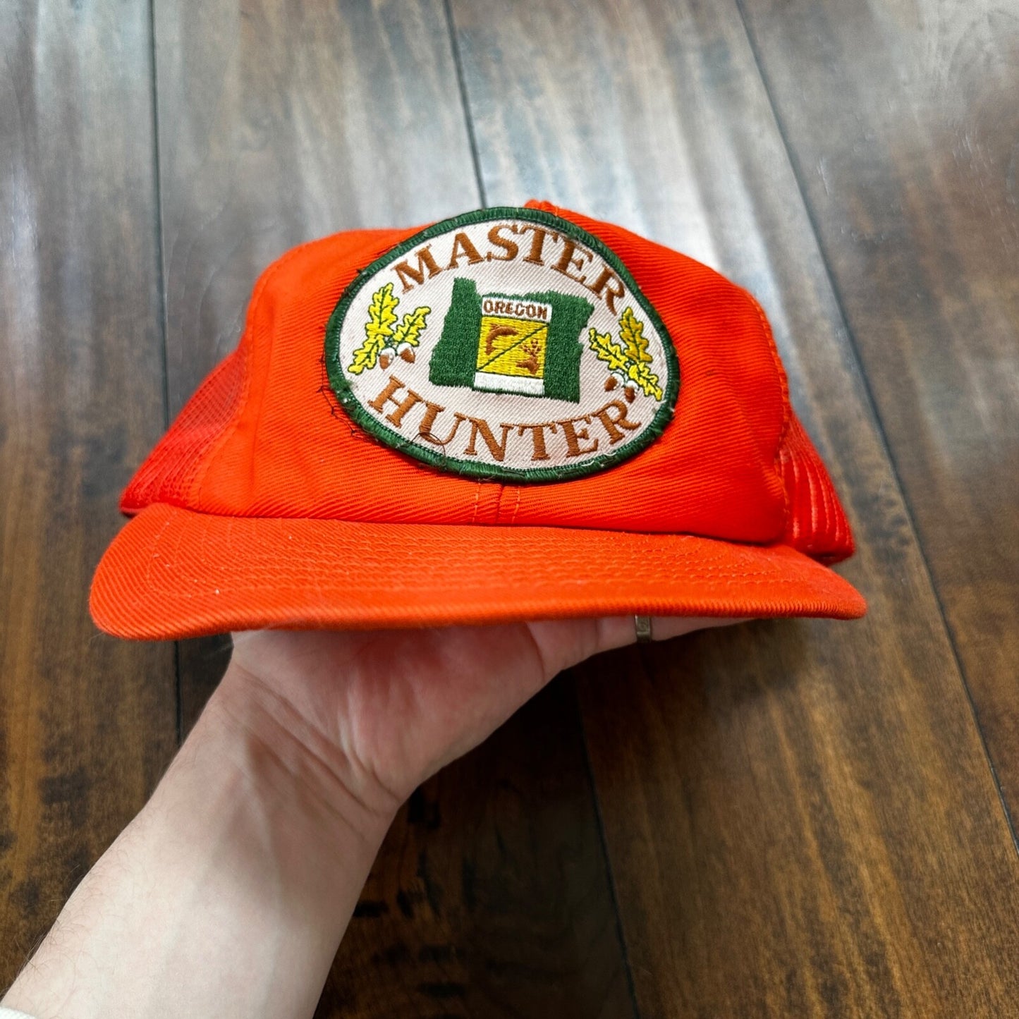Master Hunter Orange VTG Hat Cap Snapback Oregon ORange Hunting Cool 80s