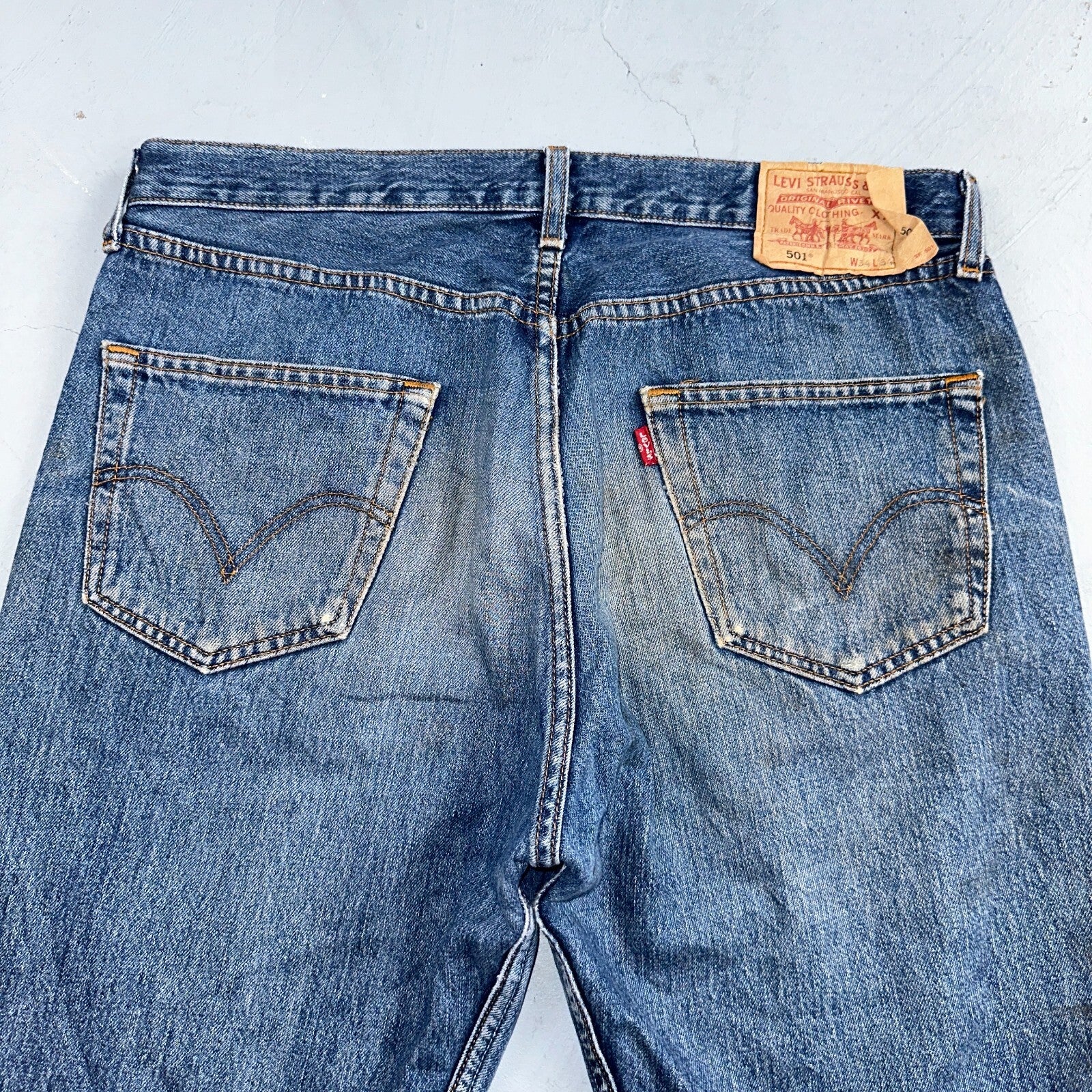 Levis 501 Vintage Y2K XX Straight Leg Jeans Blue Med Wash 34x34 Act 34x33
