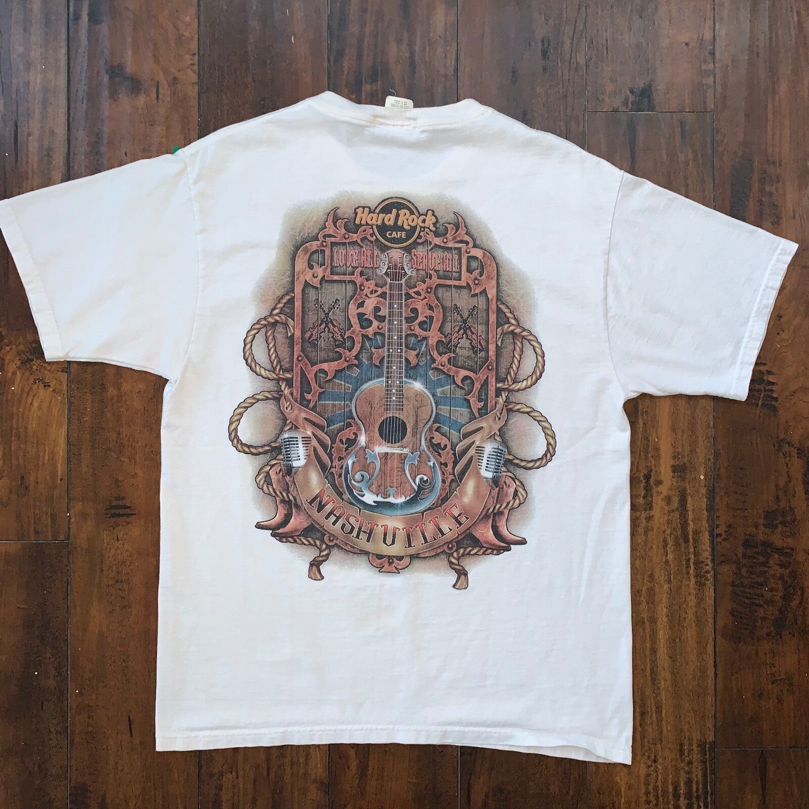 Nashville Hard Rock Cafe Vintage T Shirt Casino Gambling Music Band Guitar 90s
