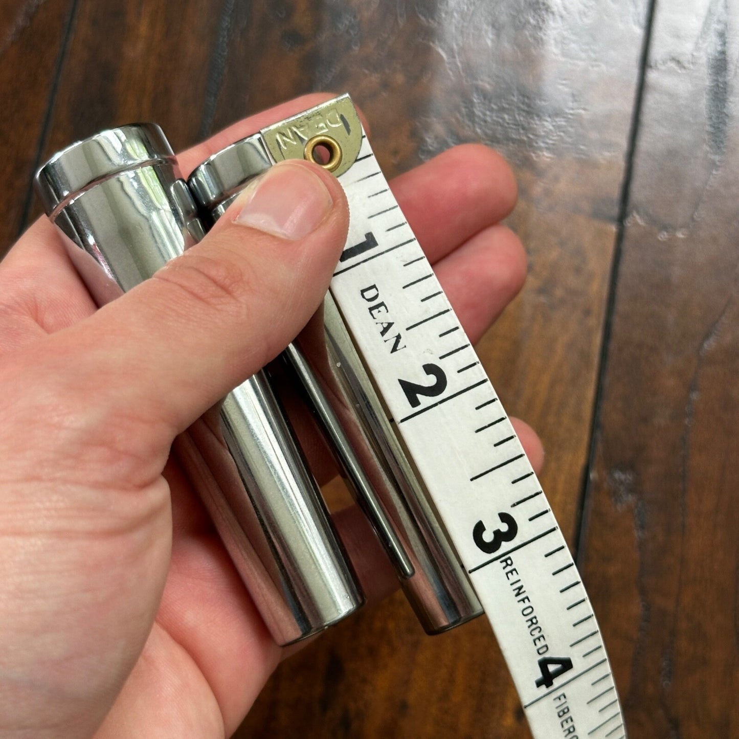 Vintage Modern MCM Silver Tone Chrome Bullet Shaped Salt & Pepper Shakers Eames