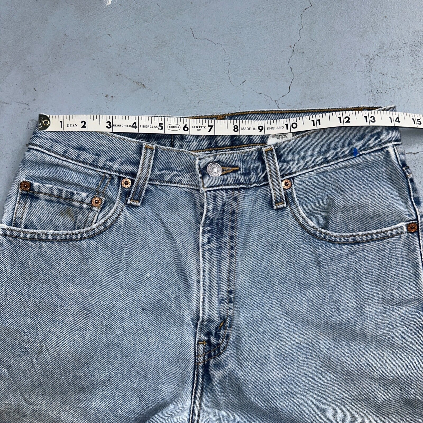 Levis 505 Vintage 90s Columbia Straight Leg Jeans Blue Light Wash 30x34 Ac 28x33