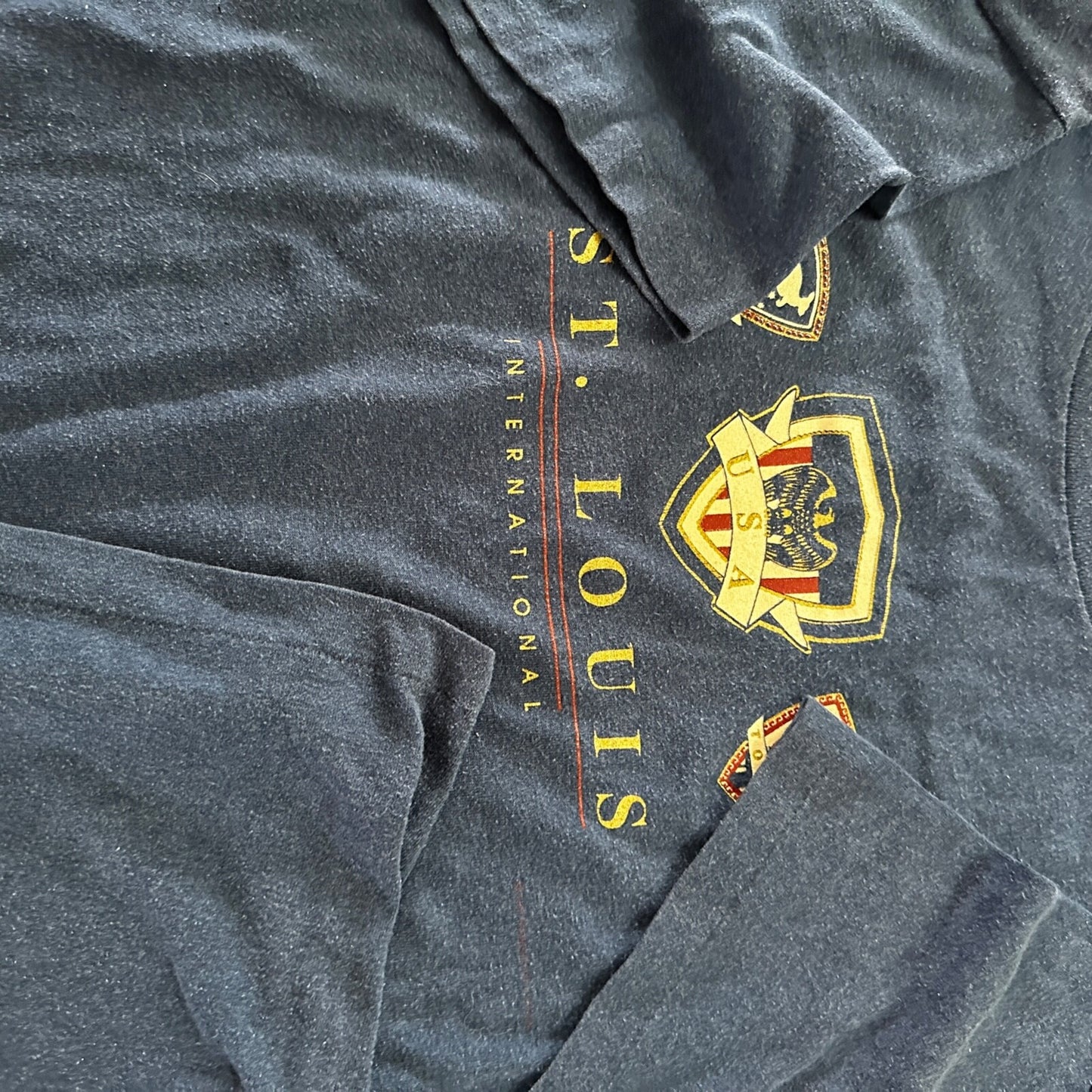 St Louis Single Stitch Vintage T Shirt Missouri Home Town USA Travel Blue Rap