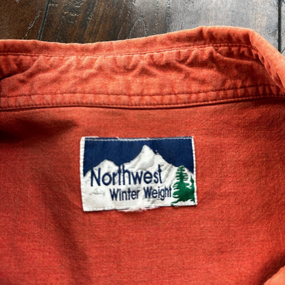 Northwest Winter Weight Size 2XL L/S Orange/Red Chamois Shirt Hiking VTG 90s