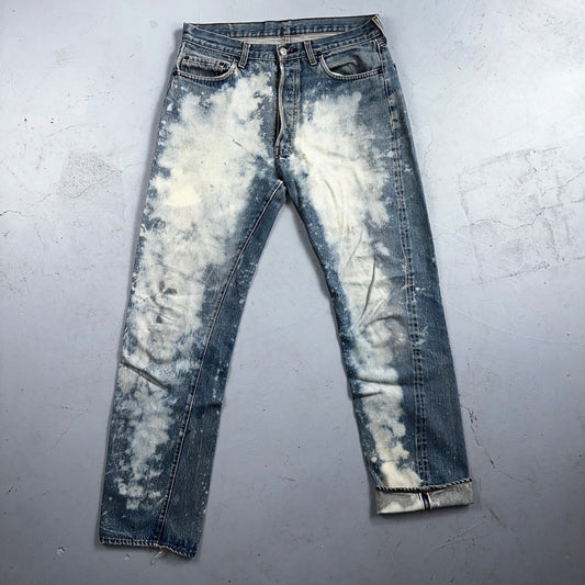 Levis 501 Vintage 80s Redline Selvedge USA XX Jeans Light Wash Stained Act 34x33
