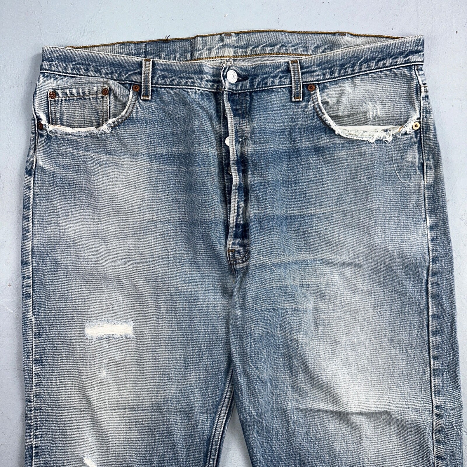 Levis 501 Vintage 90s USA XX Straight Leg Jeans Blue Light Wash 42x30 Act 41x26