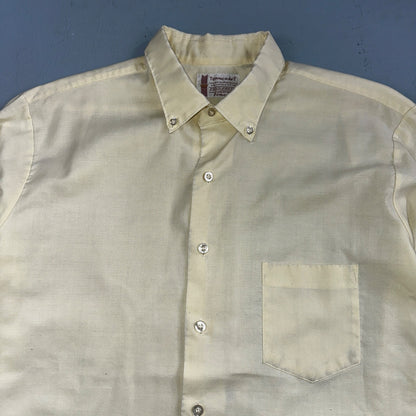 Vintage Penneys Towncraft Shirt Men 16 Penn Prest Yellow White Stripe 60s 1960s