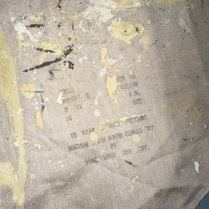 VTG 60s 70s Paint Stained Sears Perma Prest Short Sleeve Camp Shirt 16 Thrashed