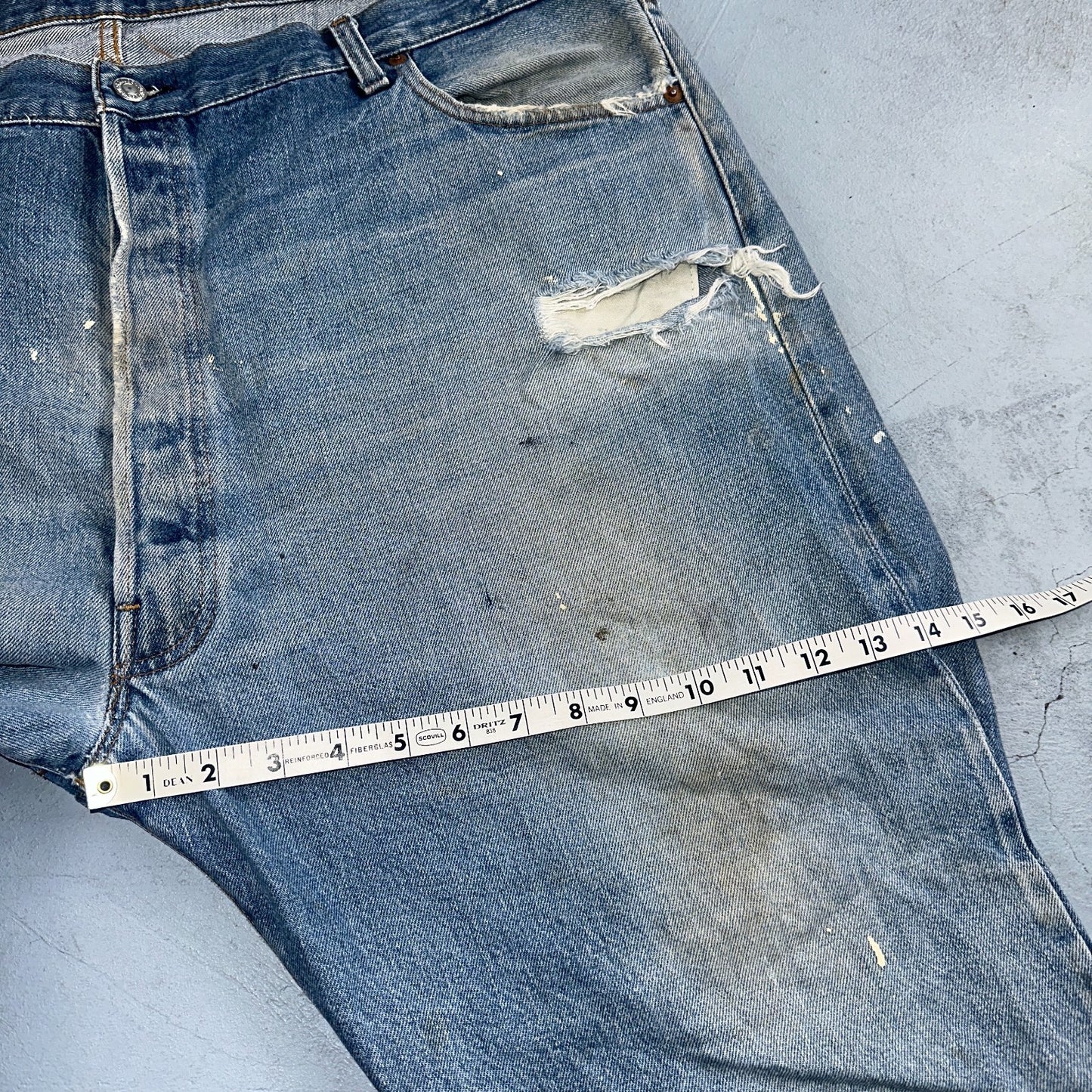 Levis 501 Vintage 80s Redline Selvedge USA XX Jeans Light Wash 48x30 Act 44x26