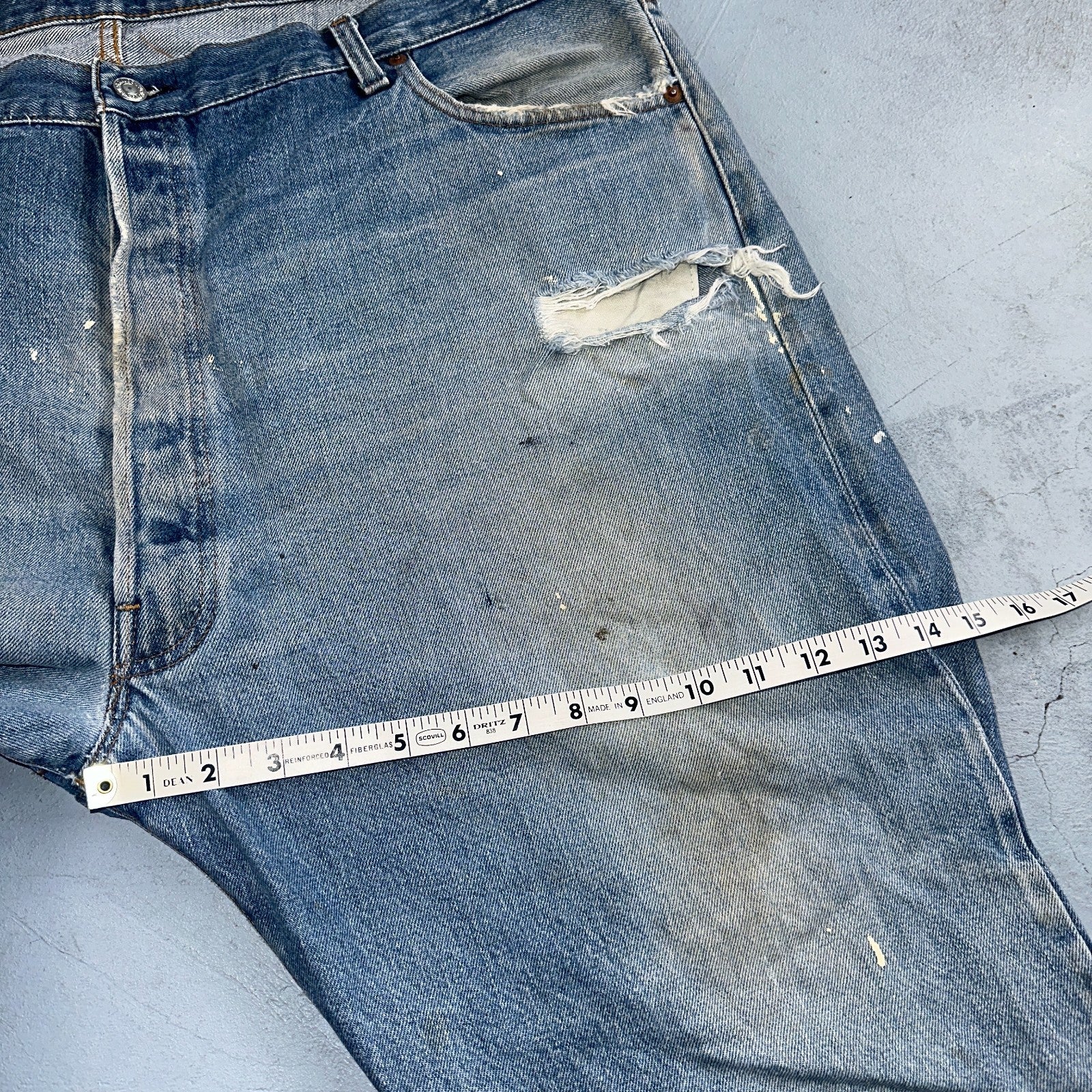 Levis 501 Vintage 80s Redline Selvedge USA XX Jeans Light Wash 48x30 Act 44x26