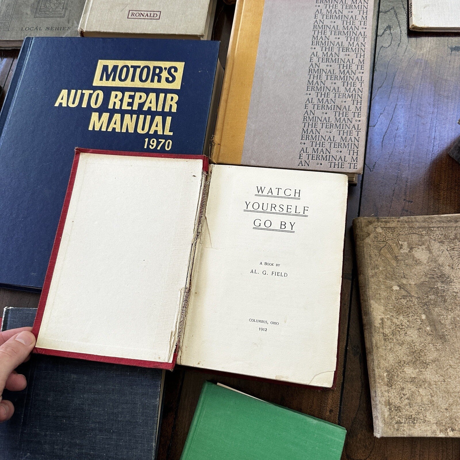 Lot 18 Cool Old Vintage Antique Rare Hardcover Random Books Green Coffee Table