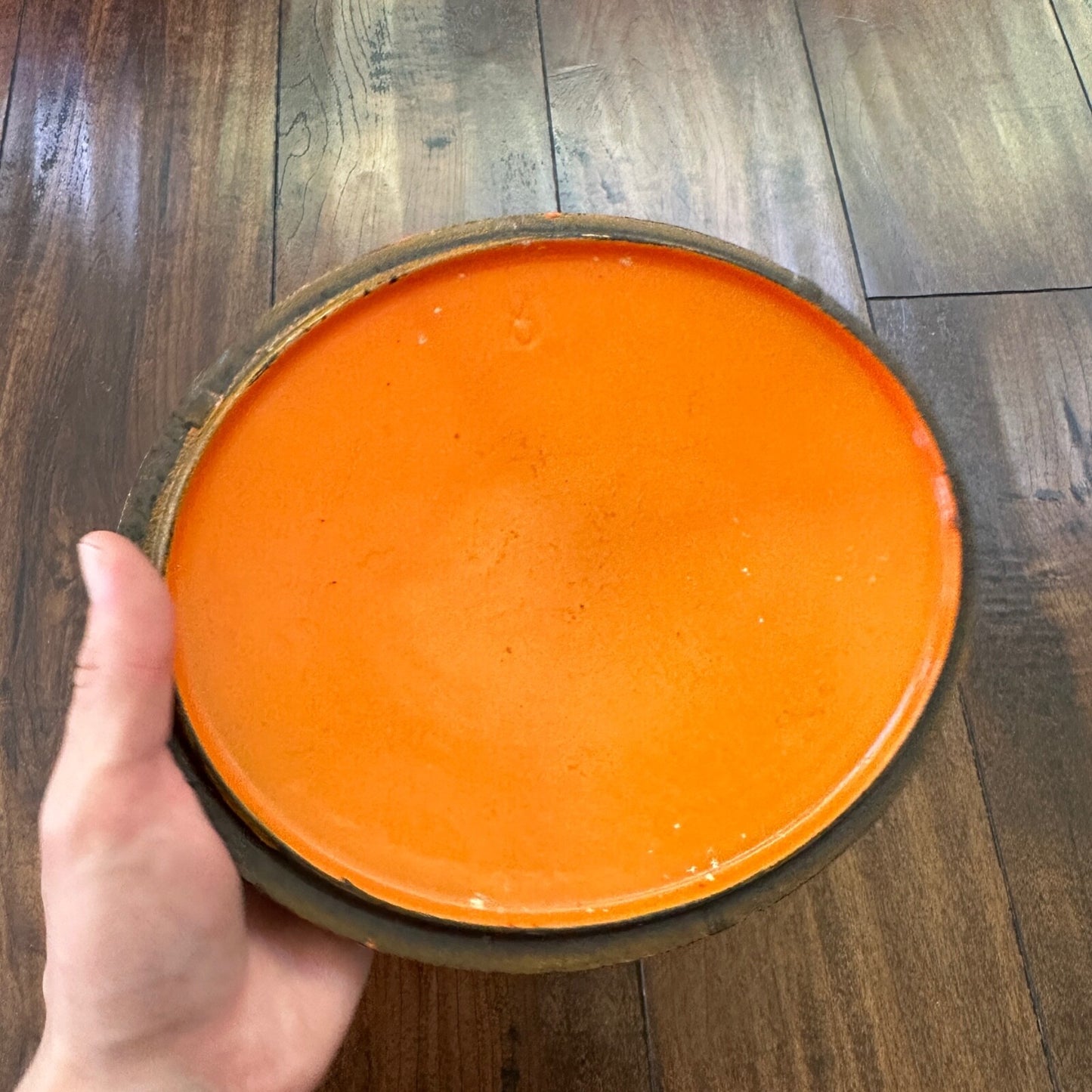 Le Creuset #B Oval Dutch Oven Lid Only France Enamel Pot Orange Flame VTG 1960s