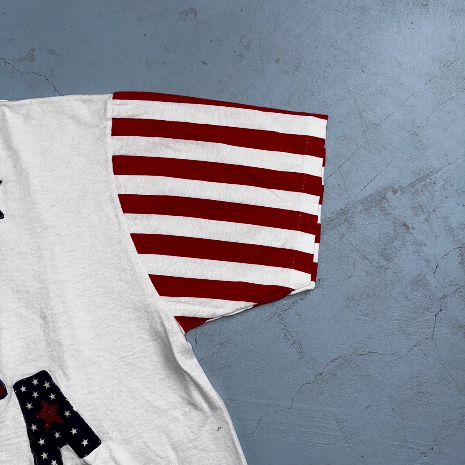 USA Flag American Flag VTG T Shirt LA Sportswear Custom Glitter One Of A Kind