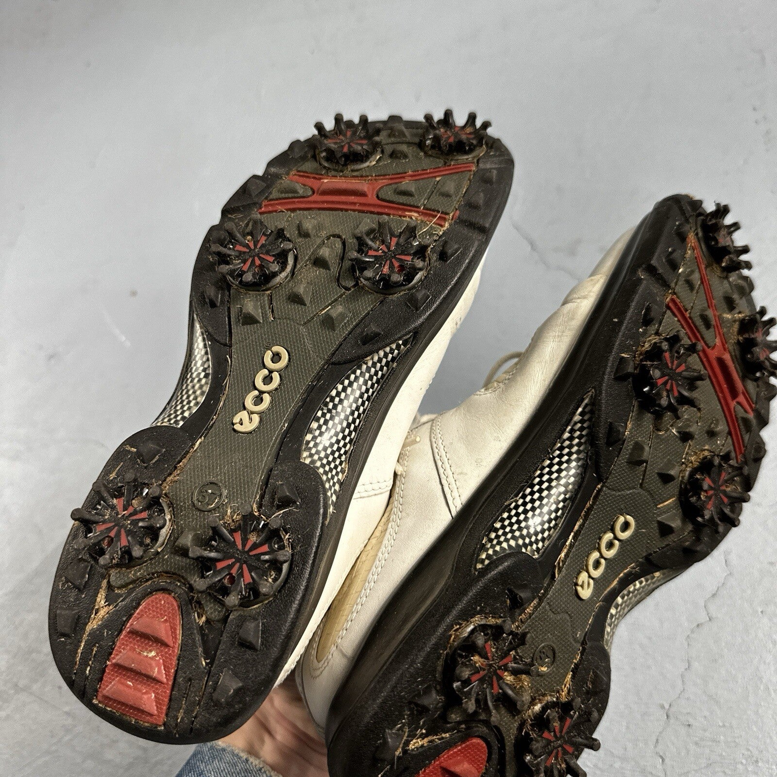 Ecco Shoes Womens 37 Soft Cleat Golf Sneakers Lace Up White Leather Comfort