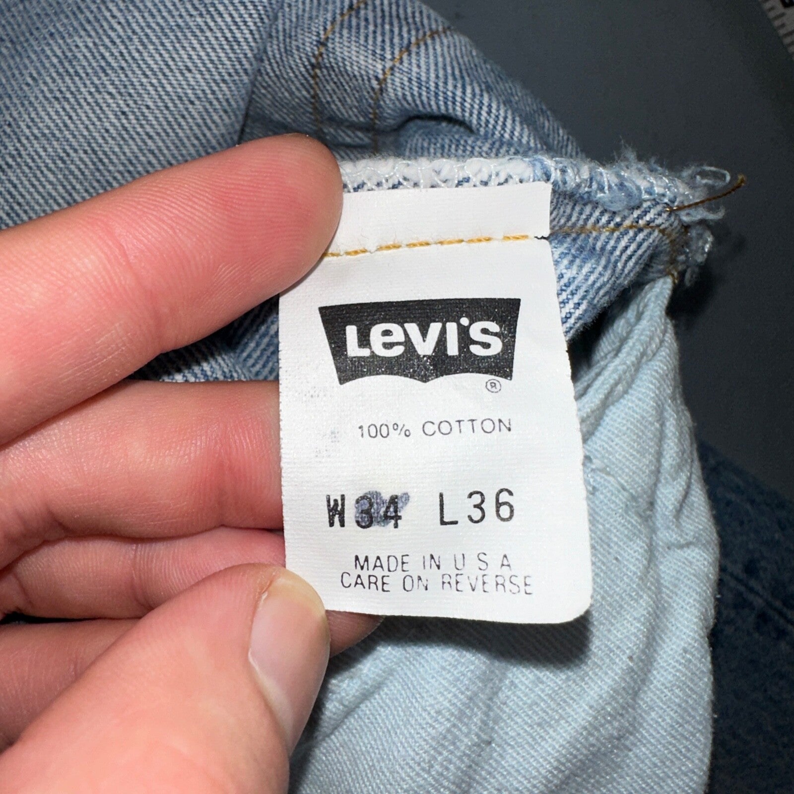 Levis 501 Vintage 90s USA XX Straight Leg Jeans Blue Light Wash 34x36 Act 32x35