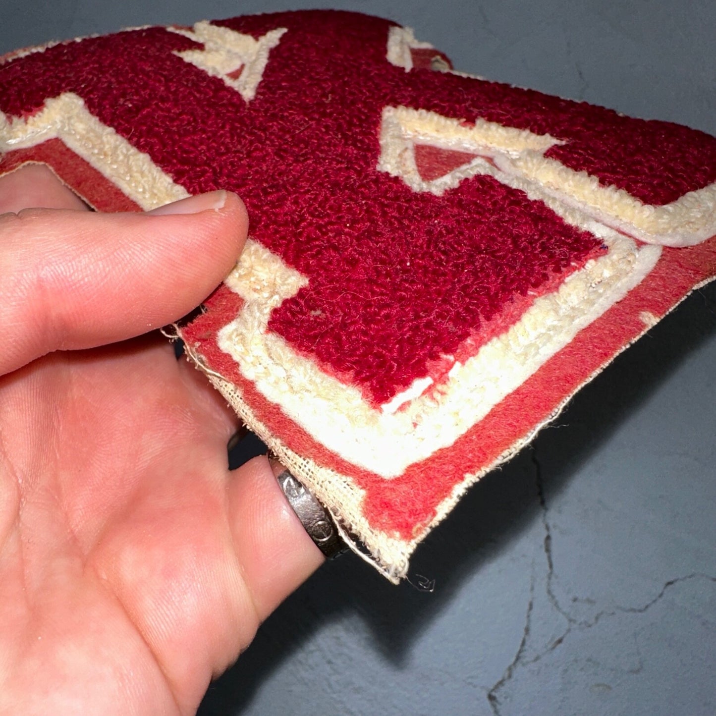 VTG Letterman Varsity Patch Letter K Red White Felt Sports Athletic Logo 60s