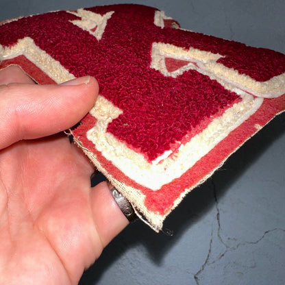 VTG Letterman Varsity Patch Letter K Red White Felt Sports Athletic Logo 60s