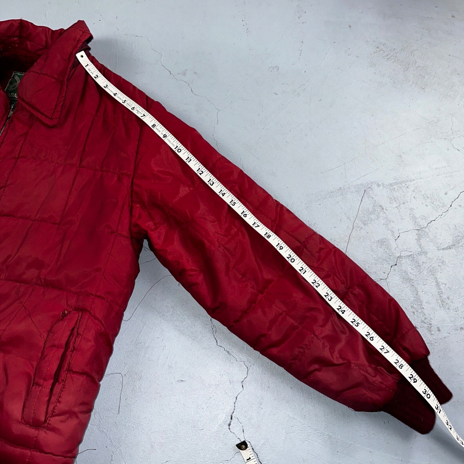 Haband Jacket Mens Red Barn Chore Puffer Coat Hood Zip Up Scovill 70s Fur Lined