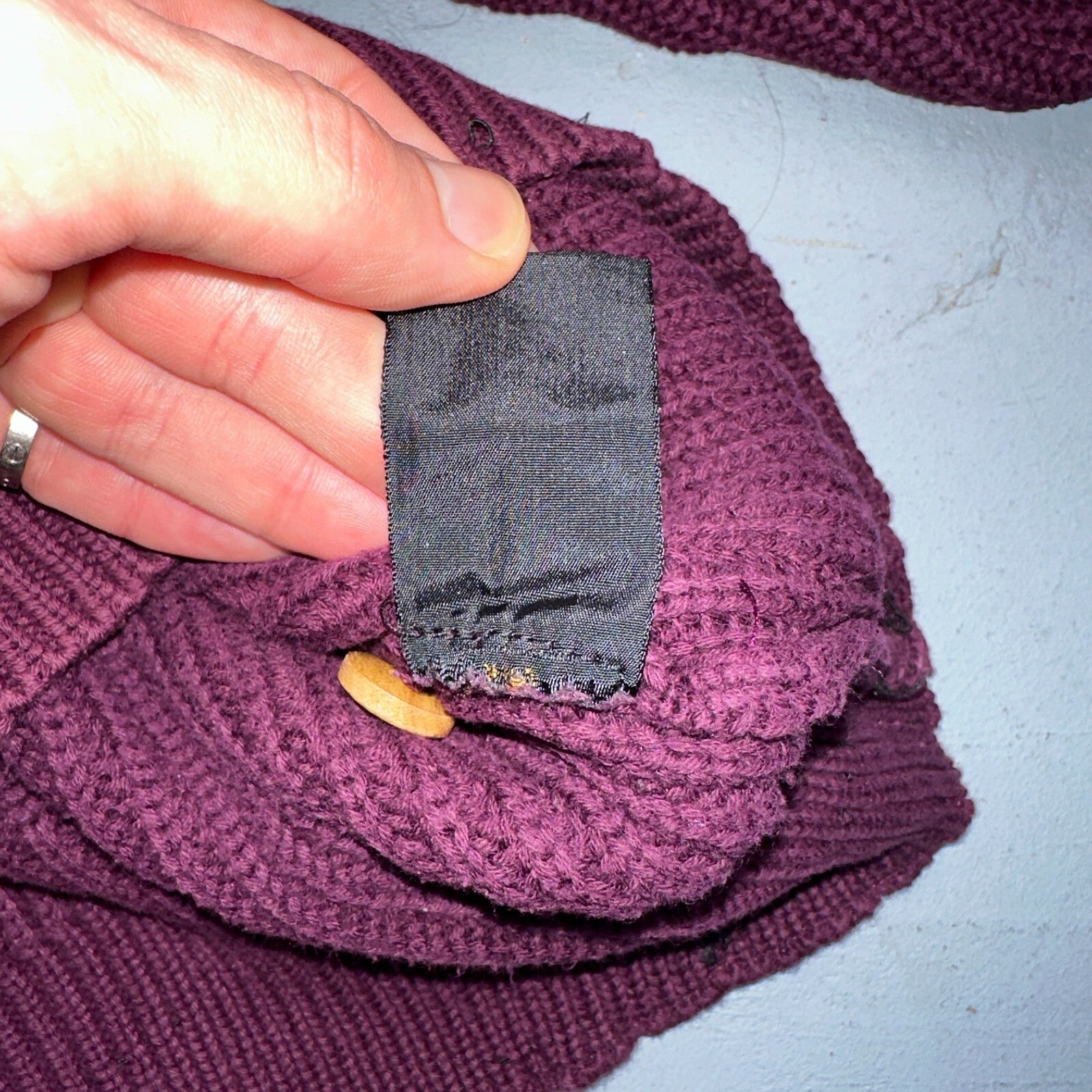 Eddie Bauer VTG 80s Sweater Mens Large Maroon Knit Henley Pullover Outdoor