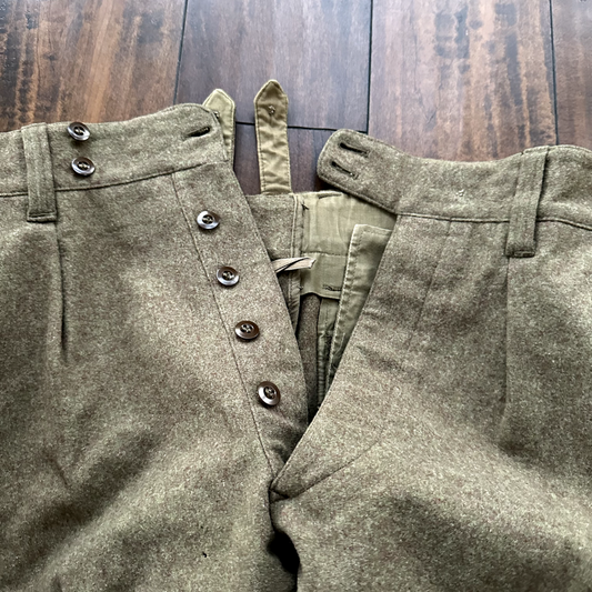 Vintage Sportra Arnstorf German Military Wool 60s 1960s Cargo p WWII Pants 33x28