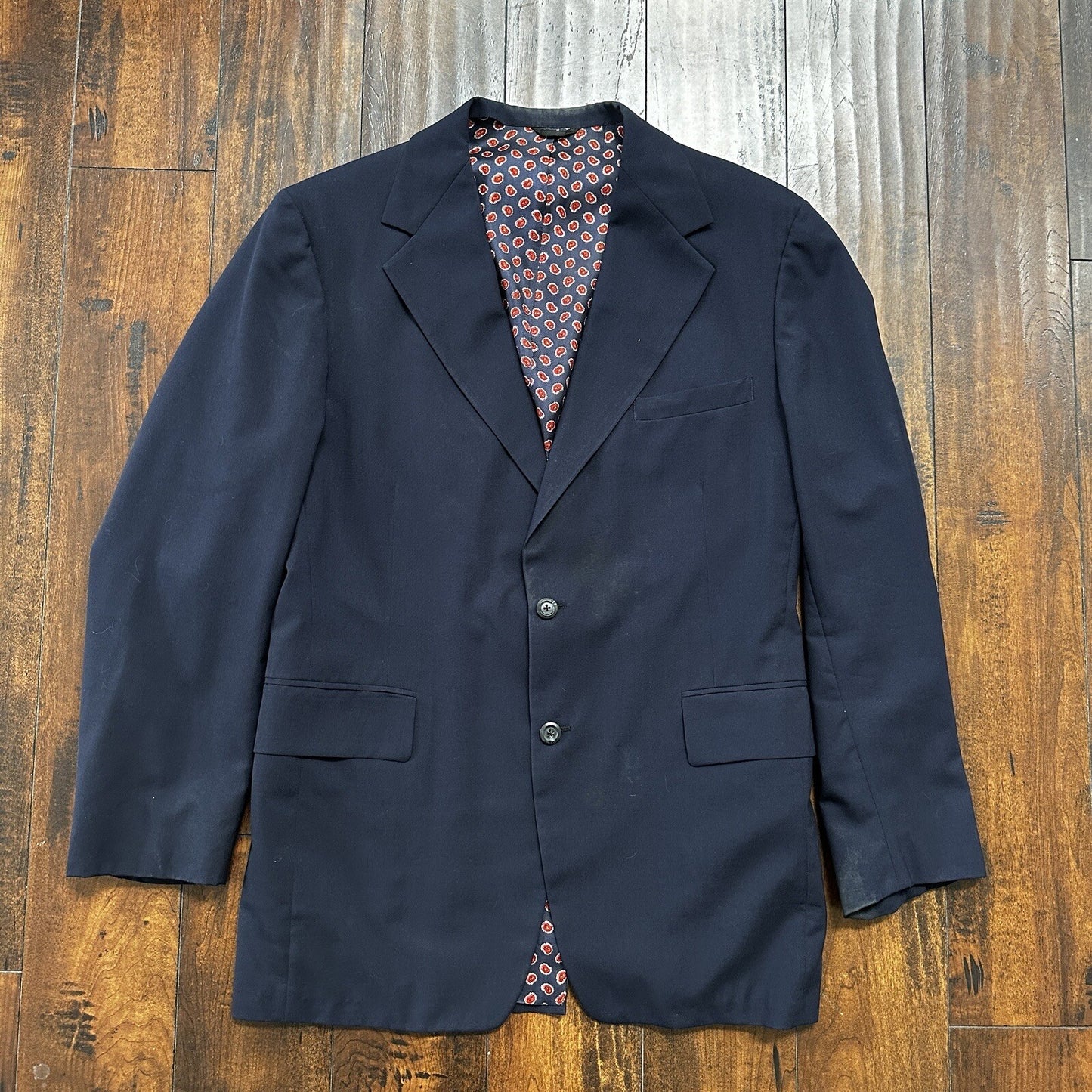 1960s 1970s Navy Oregon Sport Jacket VTG Mens Suit 42 33x33 Rockabilly Classy