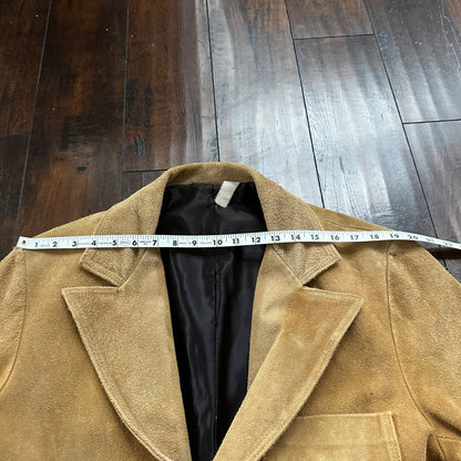 VTG 1960s Brown Leather Suede Hippie Western Coat Jacket 44 Rockabilly 60s 70s