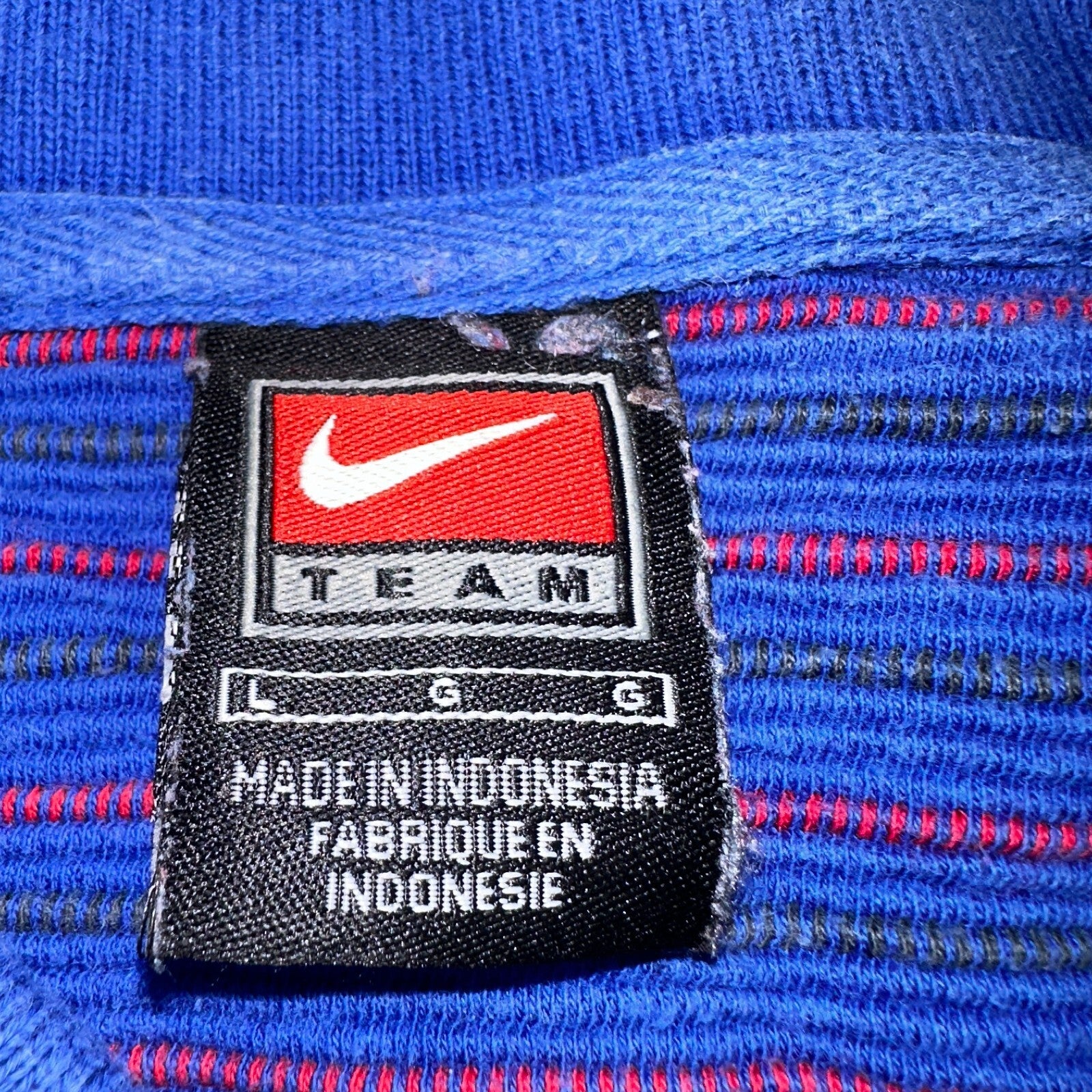 Nike VTG 90s Kansas University Polo T Shirt L Team Long Sleeve Striped Jayhawks