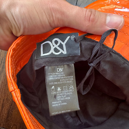 Y2K David & Young Women's Solid Rain Bucket Hat Orange VTG style 90s Cool Cap