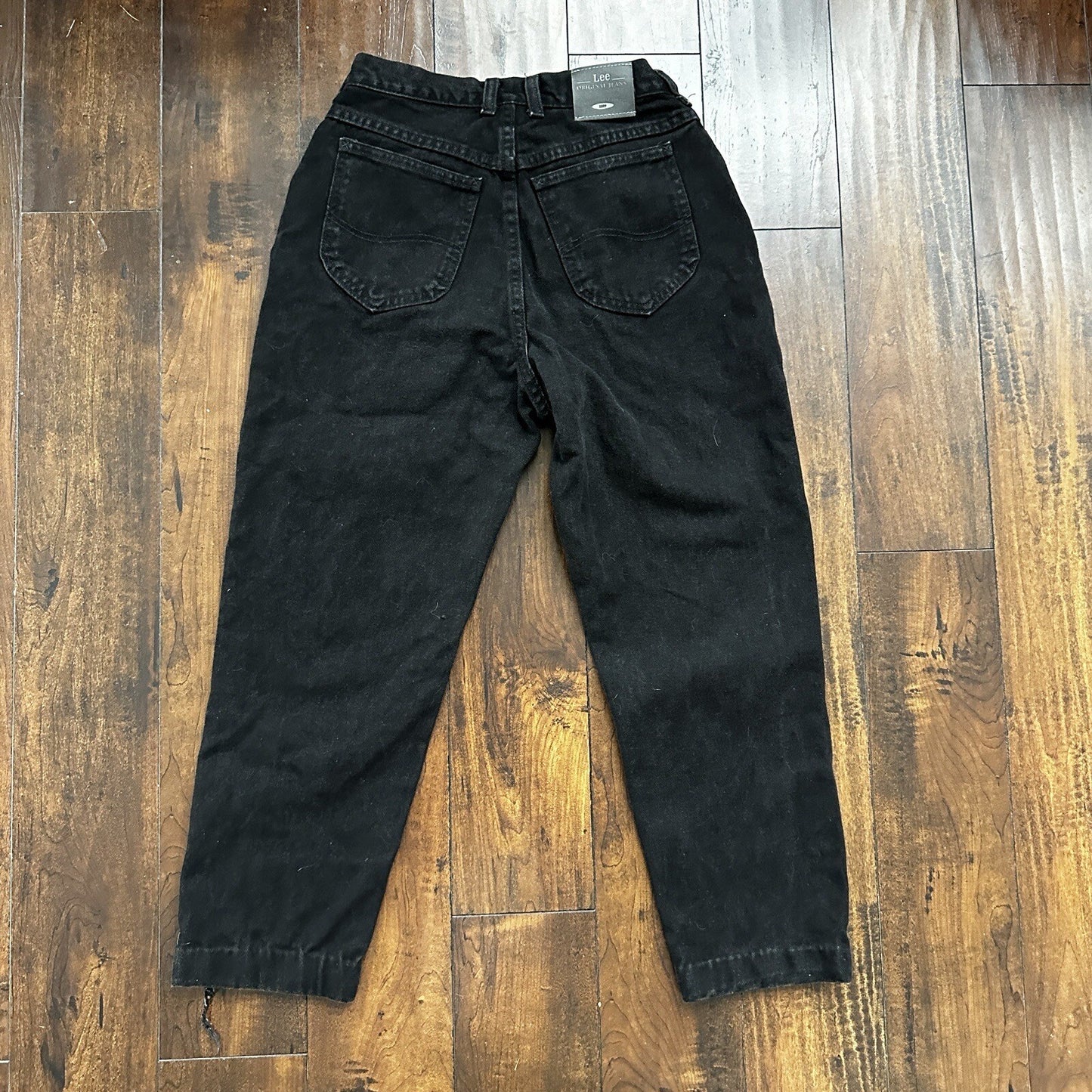 Vintage Lee Original Jeans Women's Long Black High Rise Tapered Capri 26x25 90s