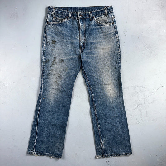 Levis 517 Vintage 80s USA Orange Tab Bootcut Flare Blue Jeans Talon Act 34x28