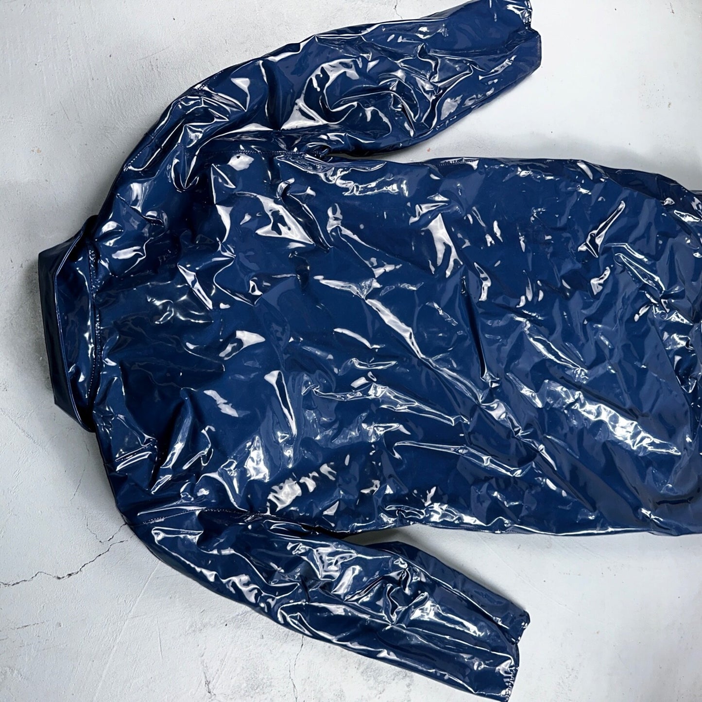 Liliput Womens Blue Trench Raincoat + Bucket Hat Polyester Rubber Vinyl 70s VTG