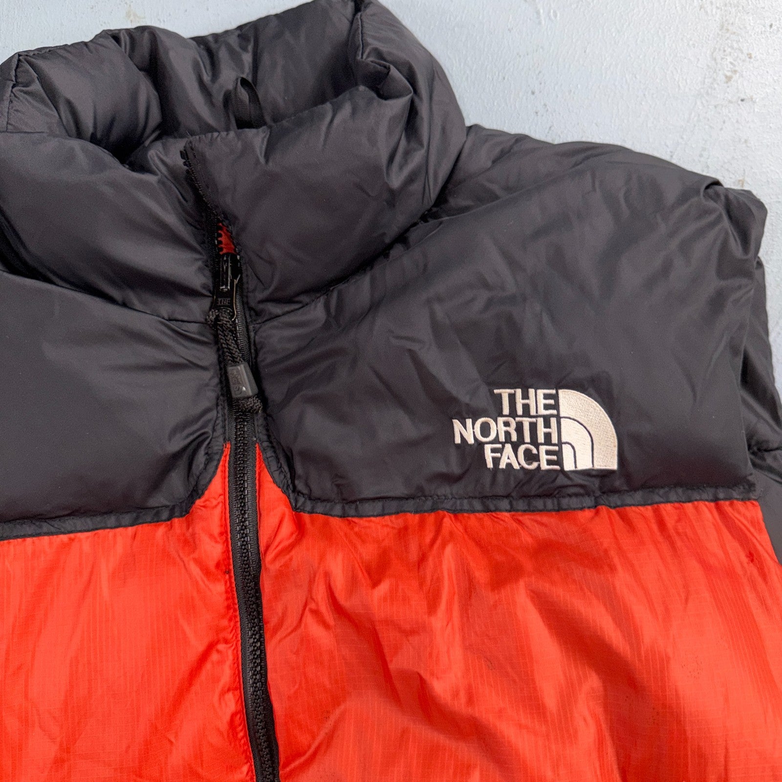 VTG The North Face 90s Nupste Vest XL Goose Down Orange Warm Damaged TNF