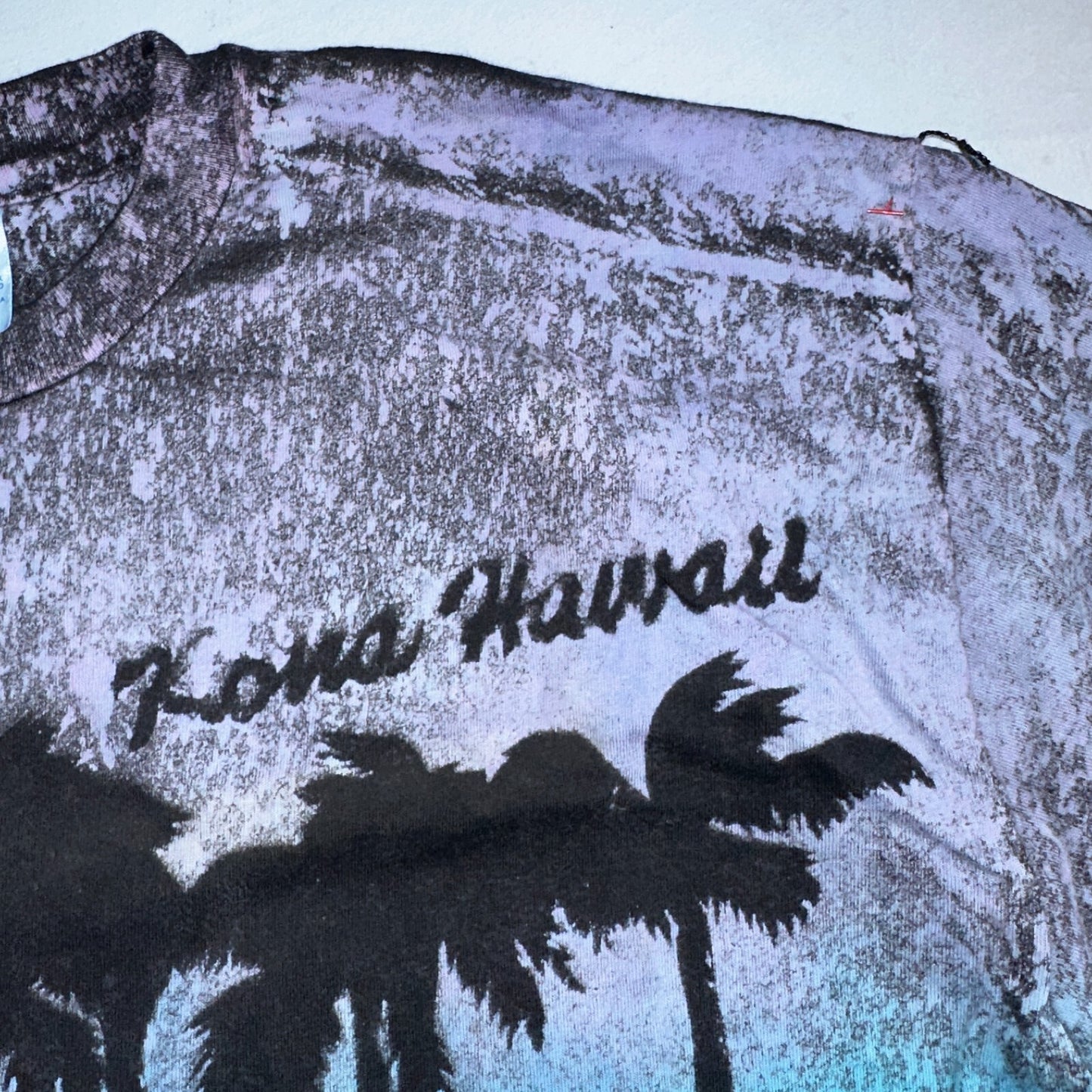 Hawaii AOP Stars 90s VTG T Shirt Hanes Palm Trees Kona Splatter Tye Dye Rare