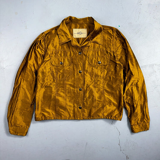Romeo Gigli Yellow Gold Silk Button Jacket Shirt Blouse VTG Size 42 Italy RARE