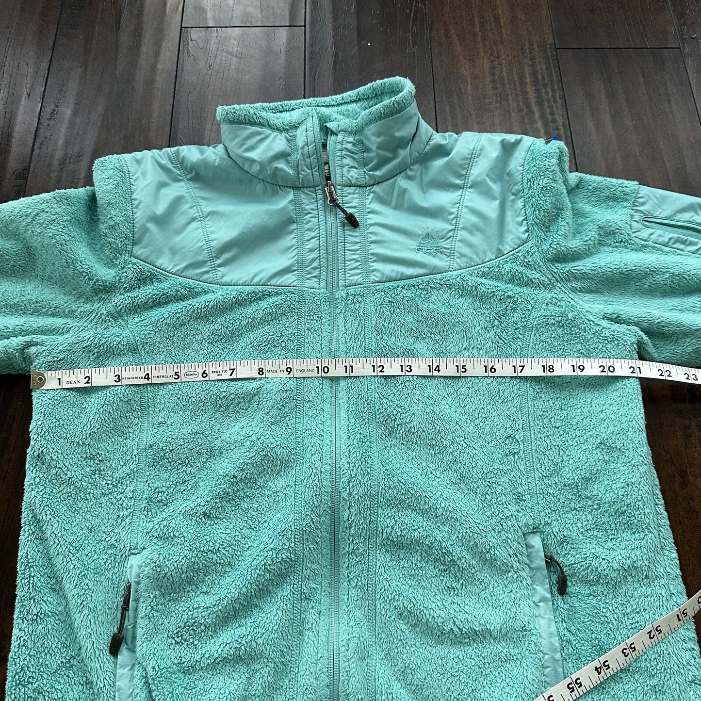 Vtg Nike ACG Womens Soft Fleece Turquoise Teal Blue Full Zip Jacket Y2K Warm