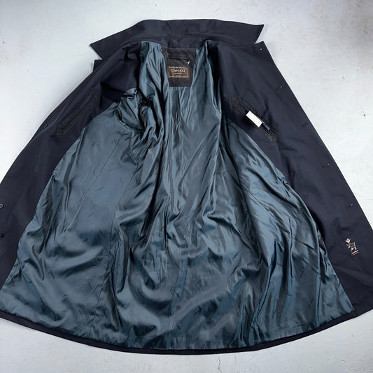 CANALI 1934 Water Repellent Car Coat Navy Rain Protection 54 Italy $2000 Retail